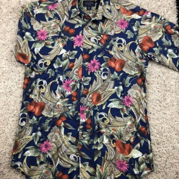 Kenneth Gordon Mens Size M Short Sleeve Button Up Shirt Floral Paisley Print USA - Picture 4 of 8